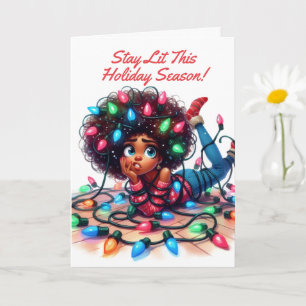 Stay Lit Afrocentric Christmas Card