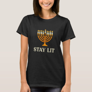 Stay Lit Hanukkah Menorah Jewish Chanukkah Dreidel T-Shirt