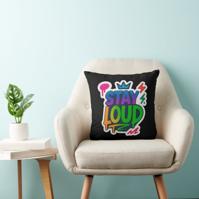 Stay Loud Graffiti Neon Artwork Cushion (Chair)