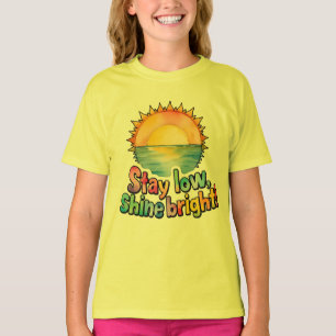 'Stay Low Shine Bright' Dgn1-by Maaya_P- Kids Ylo T-Shirt