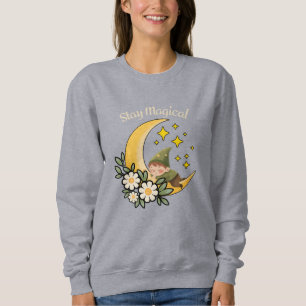 Stay Magical Gnome on Crescent Moon Sweatshirt