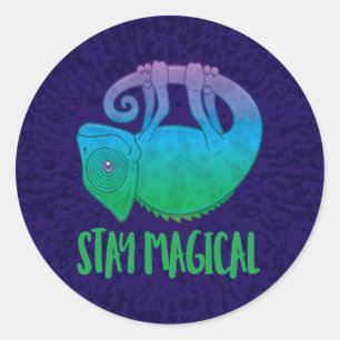 Stay Magical Levitating Chameleon Classic Round Sticker