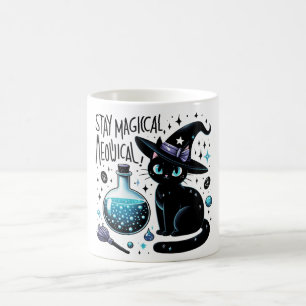 Stay Magical Meowgical Witch Black Cat Cute Coffee Mug