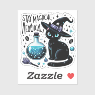 Stay Magical Meowgical Witch Black Cat Cute Vinyl 