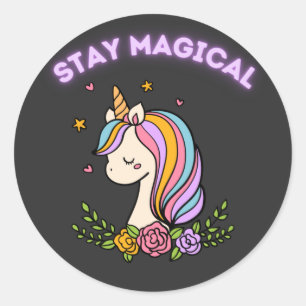 Stay Magical Unicorn Classic Round Sticker