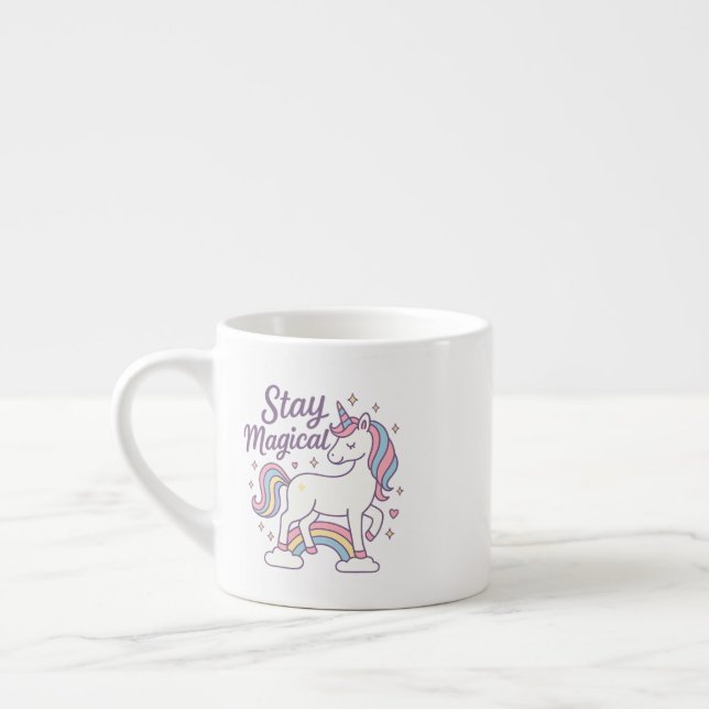 Stay Magical Unicorn Mug | Cute Pastel Rainbow Fan (Left)