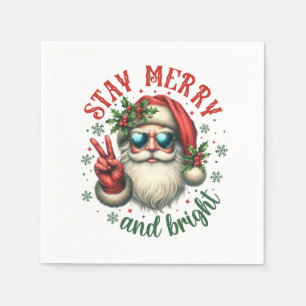 Stay Merry and Bright Cool Santa Napkin