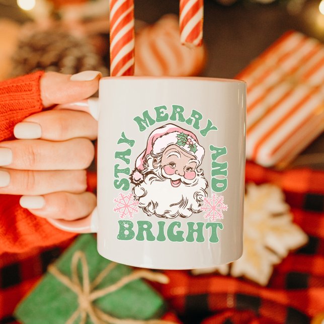 Stay Merry & Bright Vintag Santa Holiday Christmas Mug (Creator Uploaded)