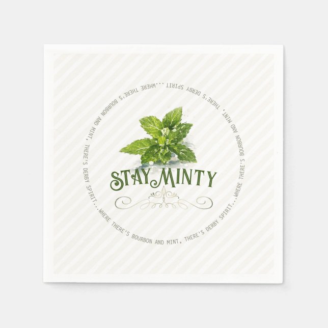 Stay Minty Derby Party Cute Saying Watercolor Napkin (Front)