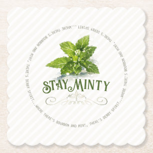 Stay Minty Derby Party Cute Saying Watercolor Paper Coaster