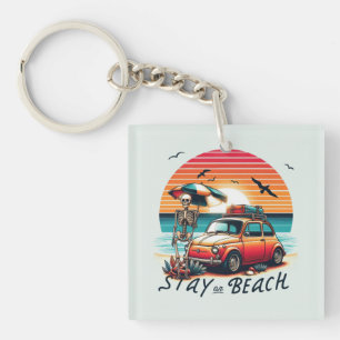 Stay On Beach - Retro Vibes - Skeleton Key Ring
