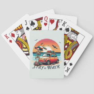Stay On Beach - Retro Vibes - Skeleton Playing Cards