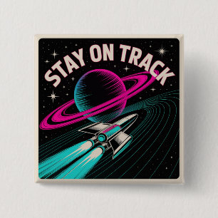 Stay On Track 15 Cm Square Badge