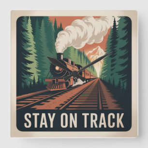 Stay On Track Square Wall Clock