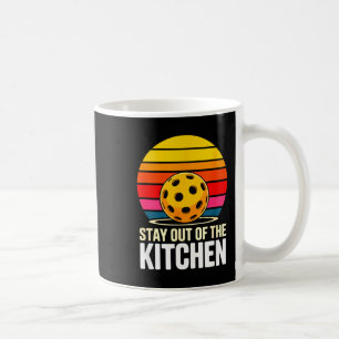Stay out of the kitchen pickleball retro sunset coffee mug