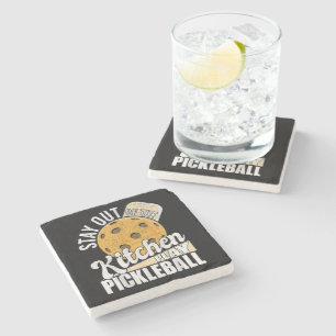 Stay Out of The Kitchen Play Pickleball Stone Coaster
