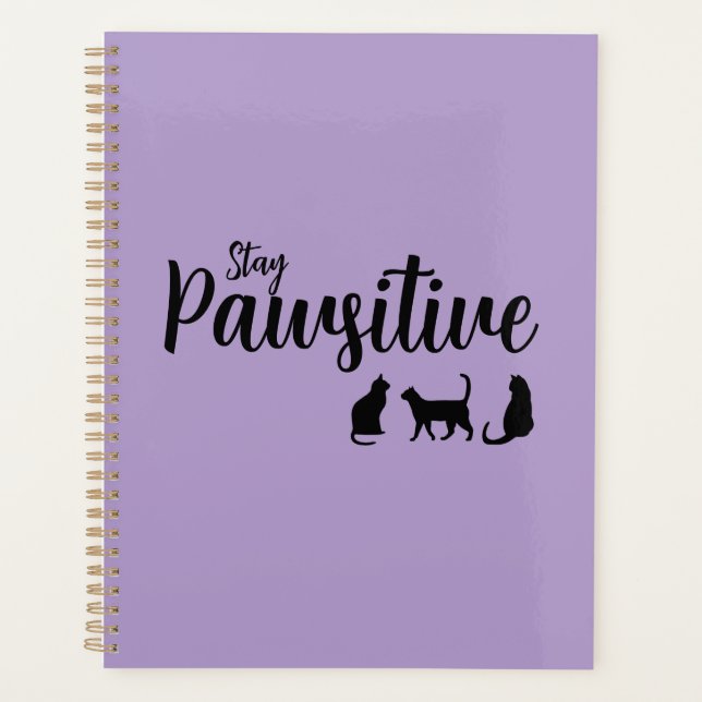 Stay Pawsitive Black Cat Planner (Front)