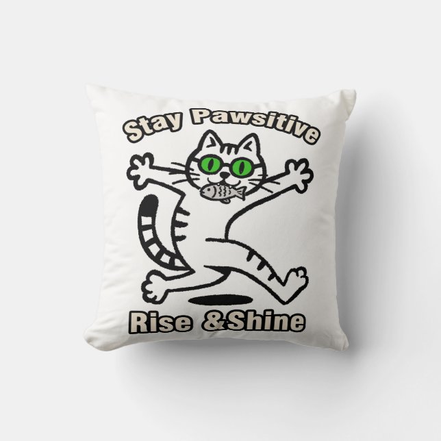 Stay Pawsitive Cat Cushion (Front)