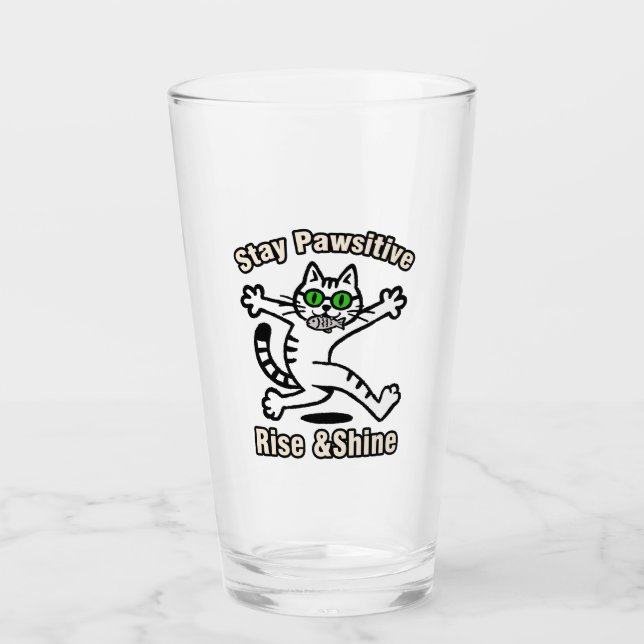 Stay Pawsitive Cat Glass (Front)