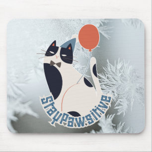 Stay Pawsitive Cat Illustration Modern Artistic Of Mouse Mat