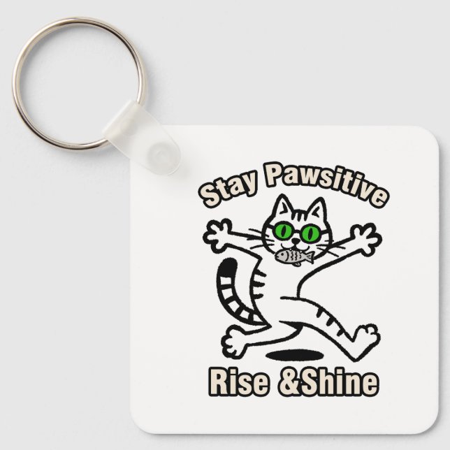 Stay Pawsitive Cat Key Ring (Front)