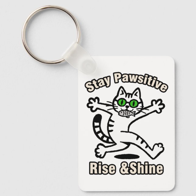 Stay Pawsitive Cat Key Ring (Front)