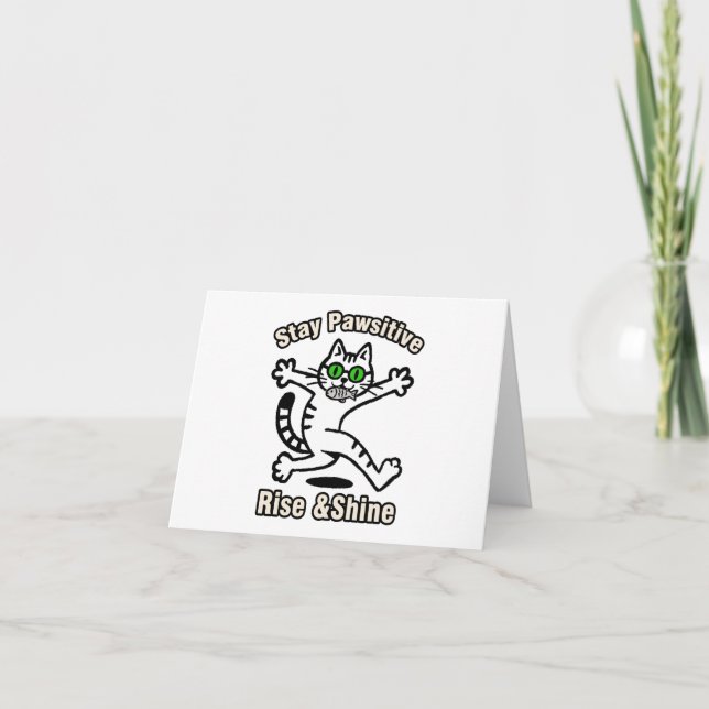 Stay Pawsitive Cat Thank You Card (Front)