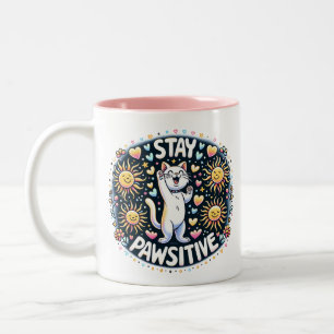 Stay Pawsitive Cat Two-Tone Coffee Mug