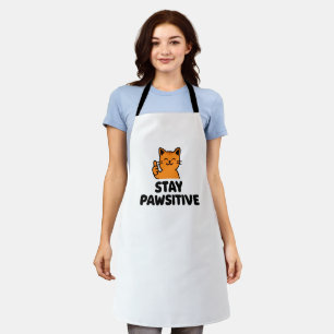 stay pawsitive cute  cat All over print Apron