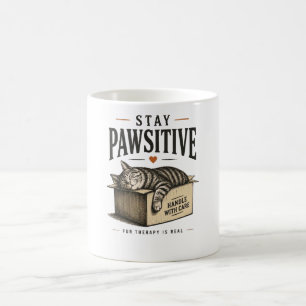 Stay Pawsitive Cute Cat Illustration Coffee Mug