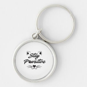 Stay Pawsitive Cute Cat Key Ring
