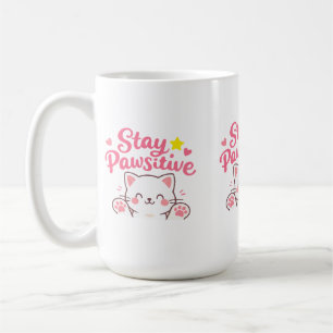 Stay Pawsitive – Cute Cat Motivational Quote Desig Coffee Mug