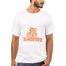 Stay Pawsitive Cute Winking Cat Pun Design