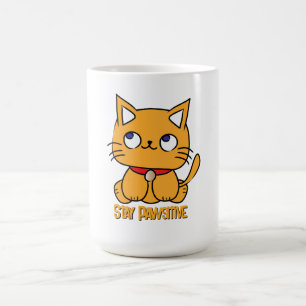 Stay Pawsitive Funny Cat Cartoon Laptop Notebook Coffee Mug