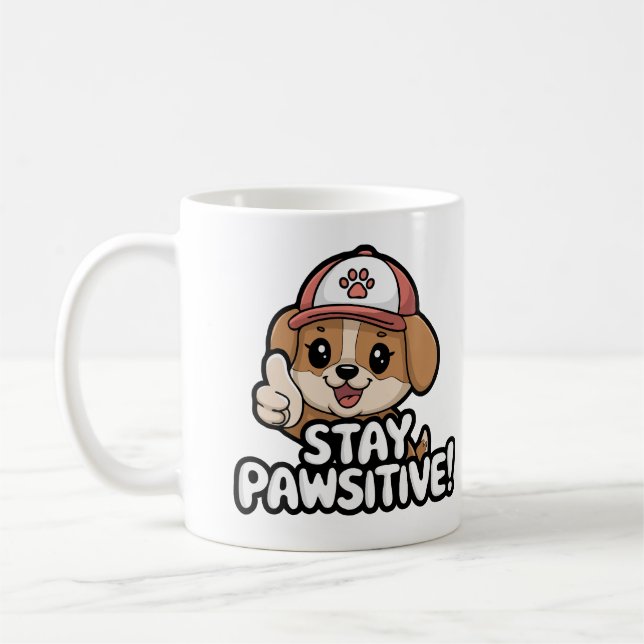 Stay Pawsitive Funny Coffee Mug for Dog Lovers (Left)