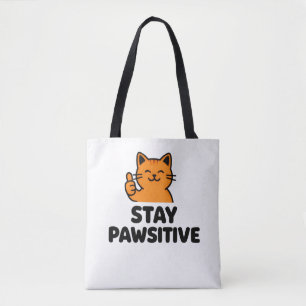 stay pawsitive Ginger cat Tote bag