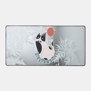 Stay Pawsitive Modern Cat Art Large Desktop Desk M Mat
