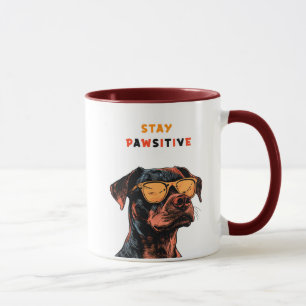 Stay Pawsitive Mug – Cool Dog with Sunglasses Illu