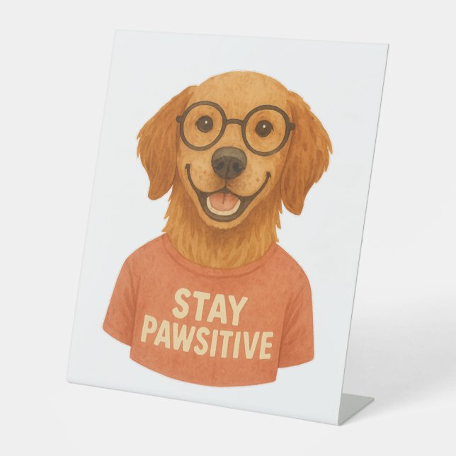 Stay Pawsitive Pedestal Sign (Front)