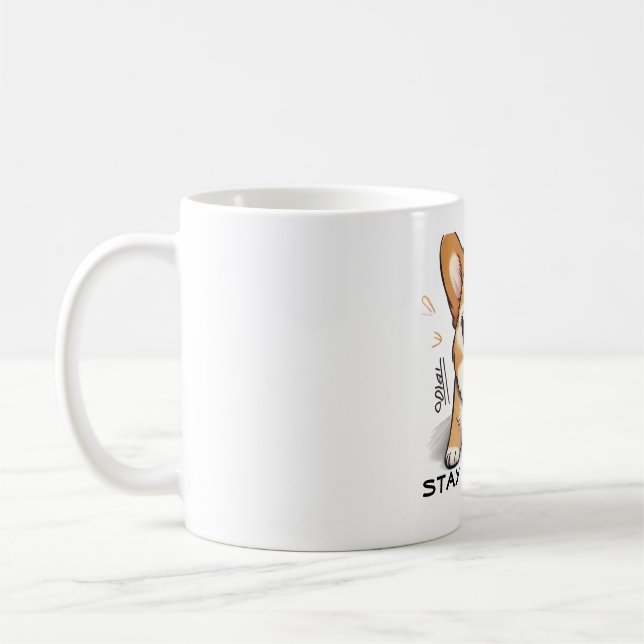 Stay Pawsitive, Stay Positive, Cute Dog Pun Corgi  Coffee Mug (Left)