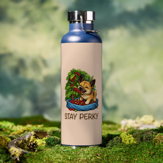 "Stay Perky" Cute Coffee Dog Water Bottle