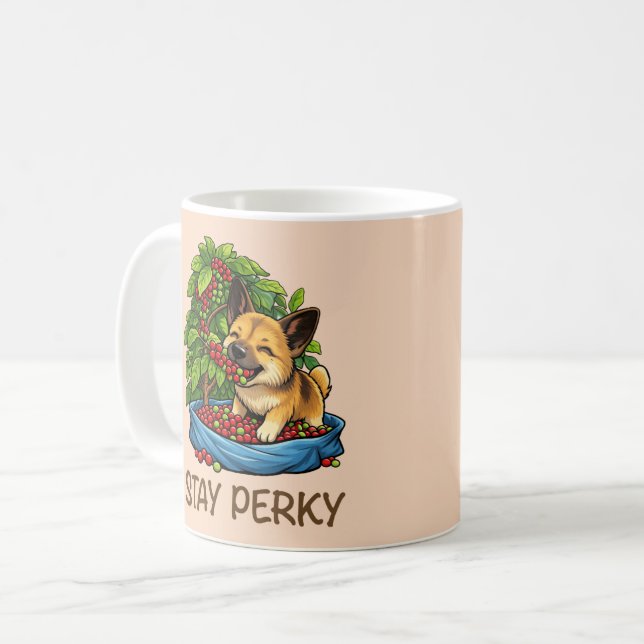 Stay Perky Cute Dog Ceramic Coffee Mug (Front Left)