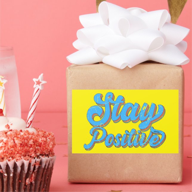 STAY POSITIVE  70's typography retro design        Rectangular Sticker (Party)