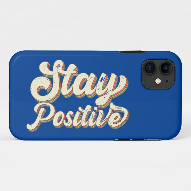 STAY POSITIVE funny 70's typography retro design   Case-Mate iPhone Case (Back (Horizontal))