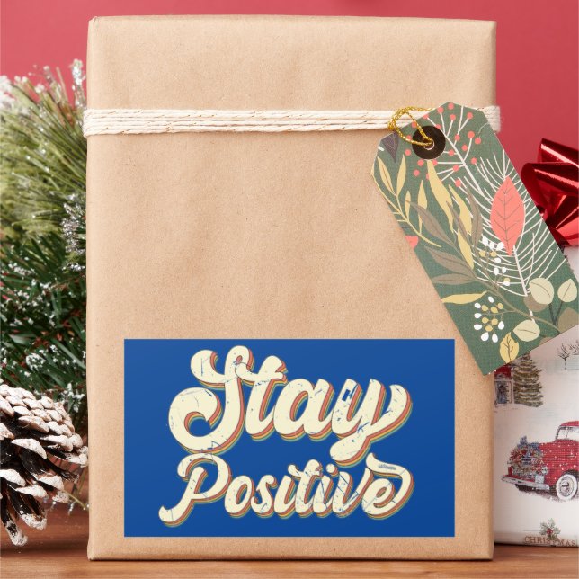 STAY POSITIVE funny 70's typography retro design   Rectangular Sticker (Holiday)