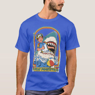 Stay Positive – Funny Retro Diver in Shark’s Mouth T-Shirt
