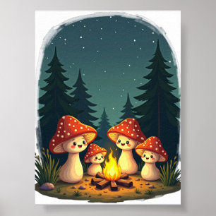 Stay Positive Mushroom Campfire Quote Retro 70s Ar Poster