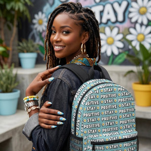 Stay Positive Printed Backpack