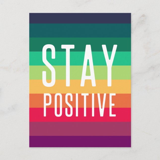 Stay Positive | Rainbow Modern Stripe Stylish LGBT Postcard (Front)