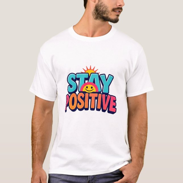 Stay Positive Rainbow Smiley Face Tee (Front)